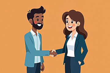 Fototapeta premium Dynamic Business Partnership: Client and Owner Handshake
