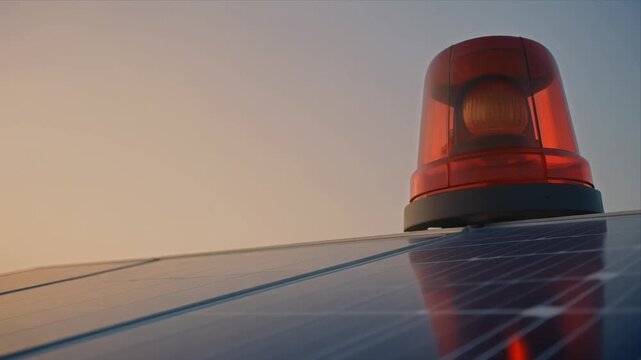 Emergency Vehicle Siren Light On Roof At Sunset.