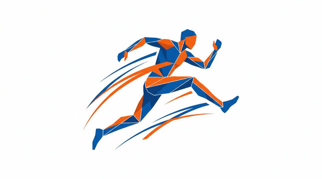 Abstract low poly runner athlete