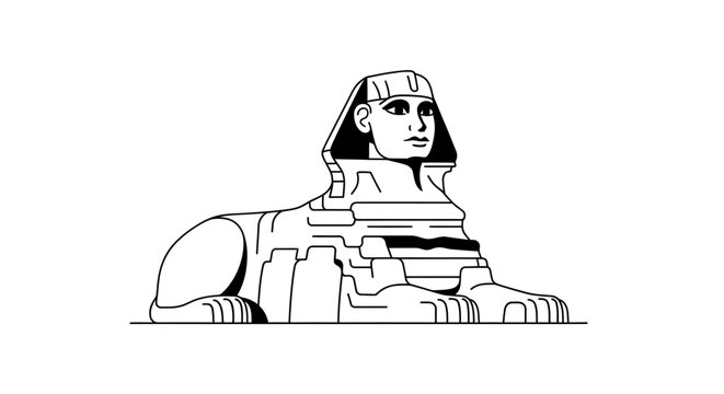 Stylized illustration of a sphinx icon on a white background