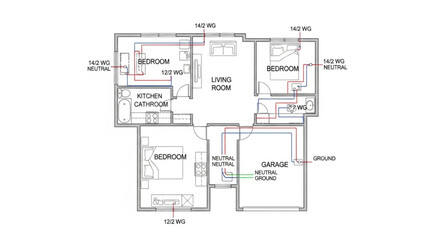 Obraz premium Architectural floor plan drawing of a house layout.