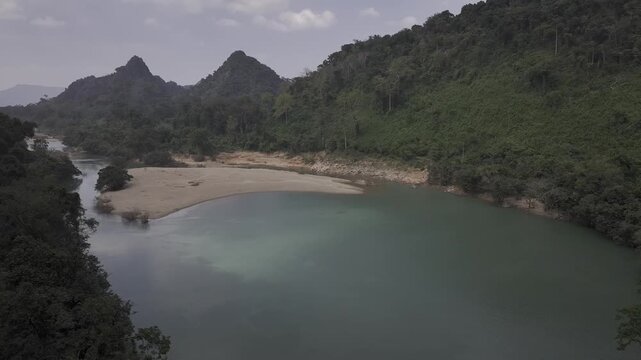 "Bualapa town, Xe Bang Fai Cave, Xieng lue Waterfall within Hin Namno National Park, together with Phong Nha-Ke Bang, are recognized as World Natural Heritage sites." 4k footage