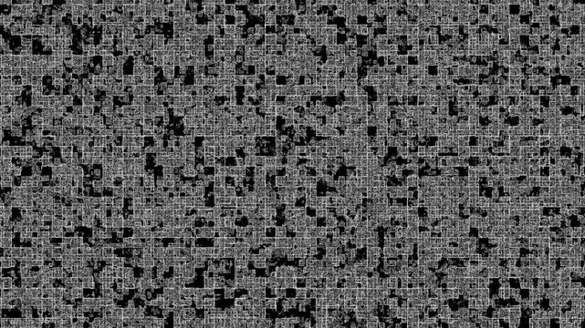 Black and white glitch effect video. Visual noise and distortion dominate frame. Perfect for cyberpunk or digital error themes