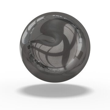 Farbige hochglanz Kugel in schwarz, Ball ,freigestellt auf transparenten Hintergrund	
