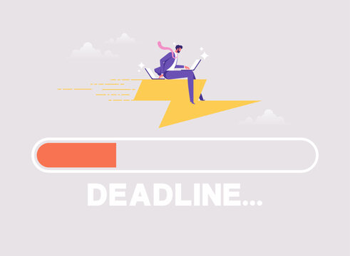 Concept of fast worker or employee, good performance, fast or agile in working and doing multitasking on deadline