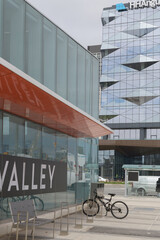 Naklejka premium Crosstown Place office building and exterior of Eglinton Line 5 Don Valley Station (originally Science Centre Station) at 777 Eglinton Av E, at Don Mills Rd, Toronto