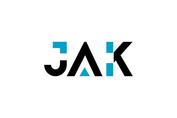 Modern JAK Lettermark Logo - Geometric Blue & Black Typography Tech Monogram Minimalist Design Icon © asmaulart38