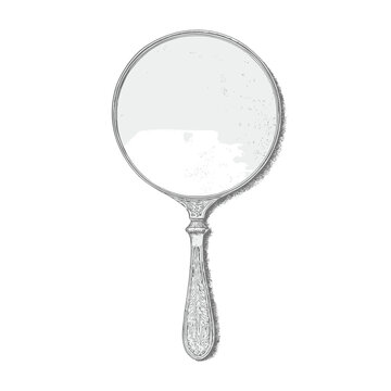 Antique hand mirror with ornate handle and engraved silver design