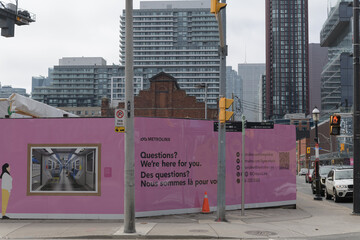 Obraz premium construction site (Ontario Line, Corktown Station, King St E, Berkeley, Lower River, Parliament), Toronto