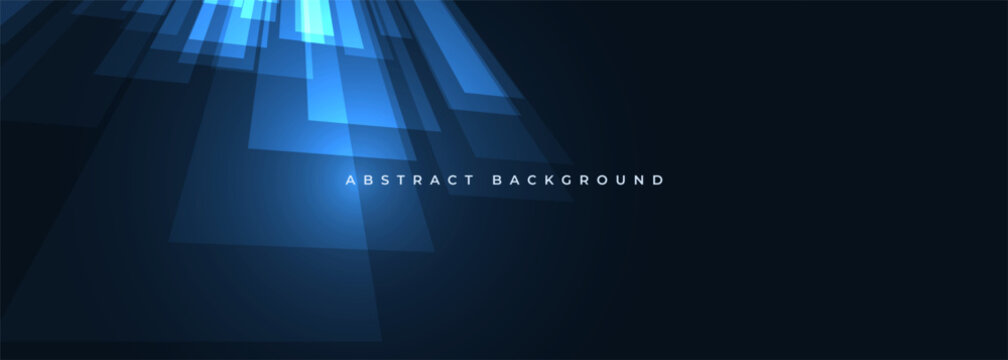 Dark blue modern business corporate abstract background with geometric shapes. Wide navy blue presentation banner template. Vector illustration