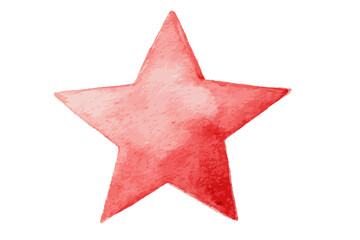 Obraz premium Red watercolor star illustration on white background