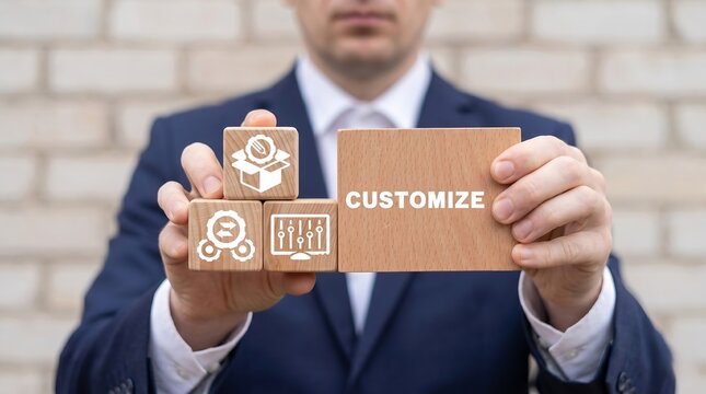 Concept of customize business product. Customization software web technology.  customize, business, concept, product