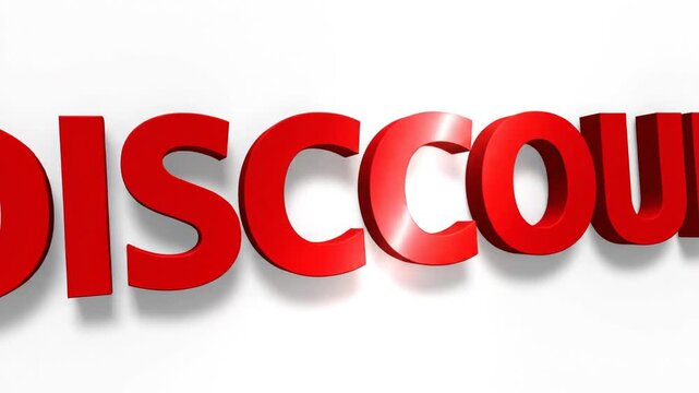 Bold Red Discount Text 3D Render - Savings and Special Offers