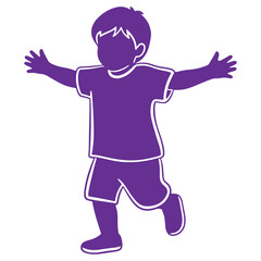 Fototapeta premium Happy child with arms outstretched wearing casual clothes isolated on a transparent background