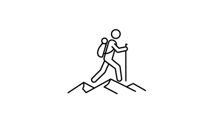 Obraz premium Hiking Adventure - Exploring Mountain Trails with Backpack and Stick.