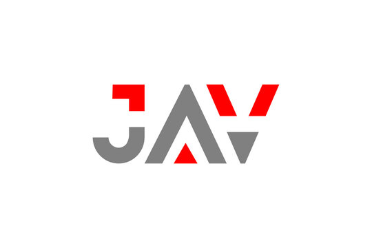 JAV Modern Geometric Letter Logo Design: Professional Red and Grey Minimalist Corporate Brand Icon
