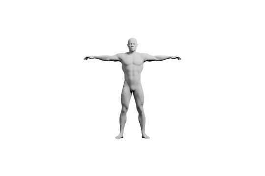 Mannequin T-pose front view black background