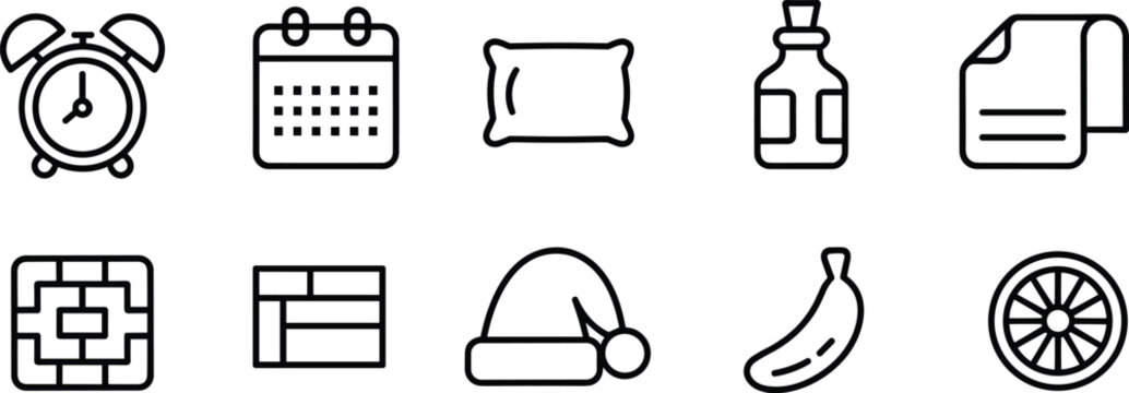 Everyday objects icons set, household items daily essentials symbols vector illustration collection design