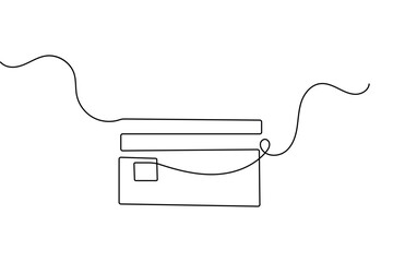 Obraz premium Minimalist credit card continuous line drawing isolated on white background vector illustration