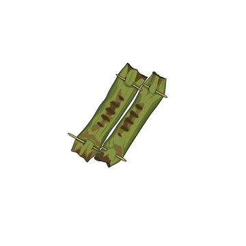 Otak Otak Grilled Fish Cake Wrapped in Banana Leaf Indonesian Food Vector Illustration