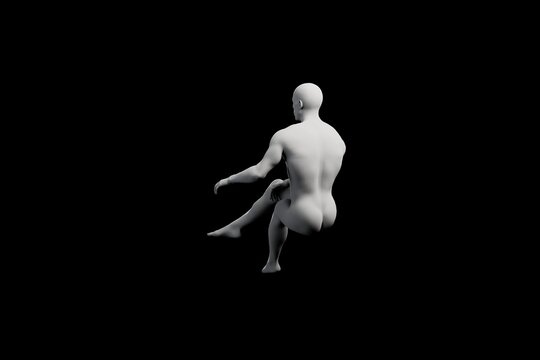 Mannequin in contrapposto pose, right front three-quarter view