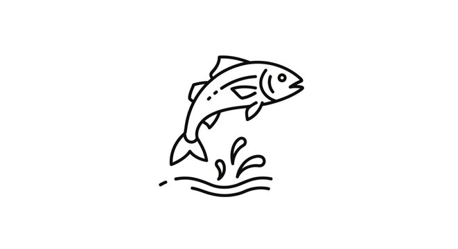 Jumping Fish Icon Illustration