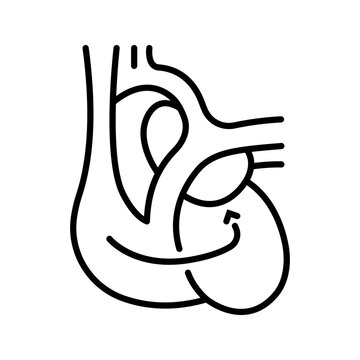 Heart defect icon. Healthcare and cardiology line symbol. Black and white.