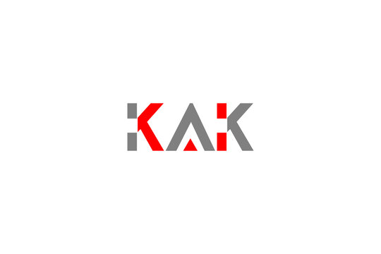 KAK Logo Design: Modern Red and Grey Minimalist Geometric Typography for Corporate Brand Identity