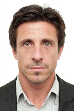 Photo ID portrait of middle-aged Argentinian man with professional demeanor