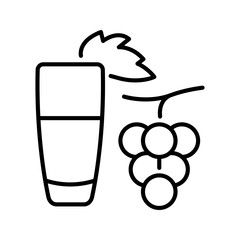 Naklejka premium Grape juice icon. Food and fruit juice line symbol. Black and white.