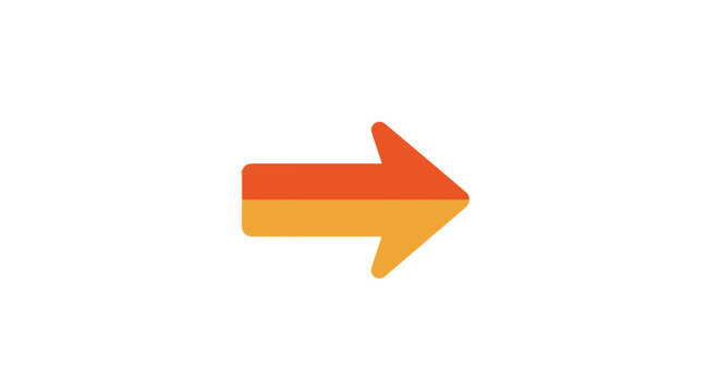 Vibrant orange and yellow split colored arrow icon pointing towards the right side of image screen
