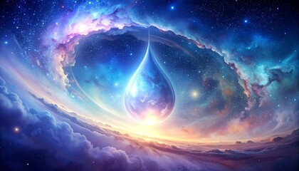 Obraz premium Cosmic Nebula with Teardrop Shaped Formation.