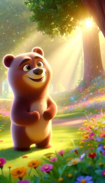 orso nel bosco in stile cartone animato