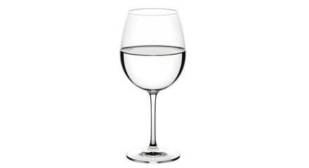 Fototapeta premium A wine glass filled with clear liquid on a transparent background indoors