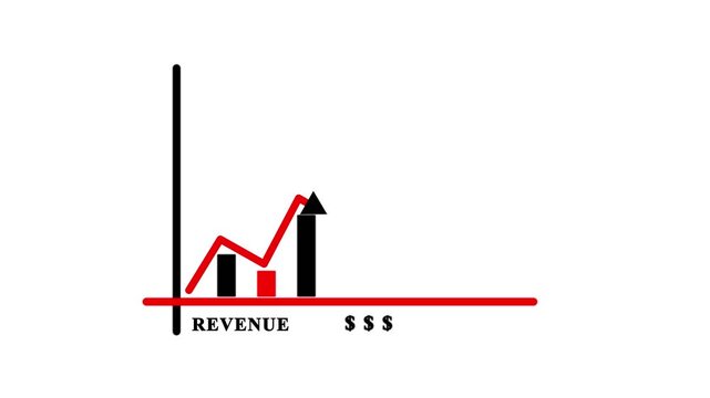 Abstract increasing arrow business graph icon animation.