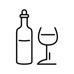 Naklejka premium Wine bottle icon. Food and wine line symbol. Black and white.