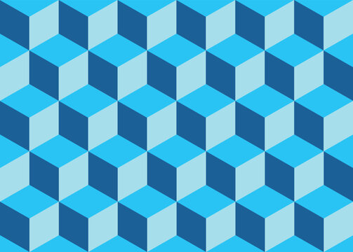 Blue Geometric Cube Pattern 3D Seamless Background