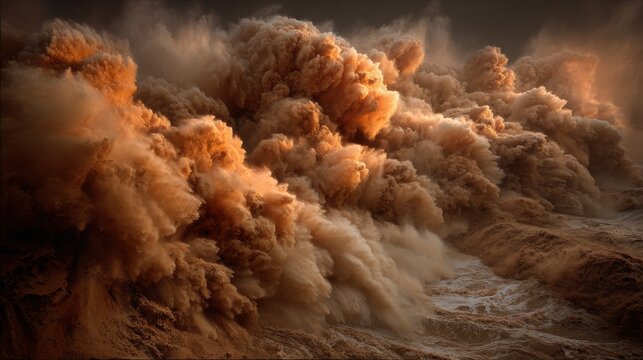 Powerful Storm Surge With Intense Dust and Turbulent Natural Forces