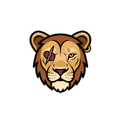 Fototapeta premium Pirate Lion Head Logo Design on White Background