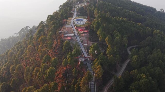 Footage of green hills and forest area in Resunga, Gulmi. Shows natural scenery and hillside terrain from above.
