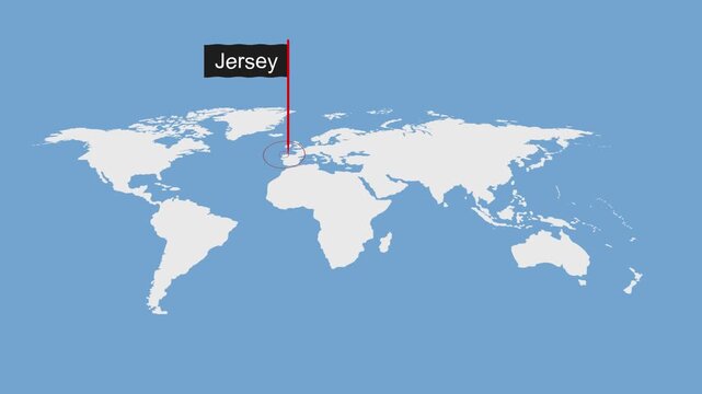 Jersey Geographic Location on Minimal World Map Animation