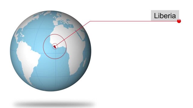 Liberia Map Pin on World Map Animation