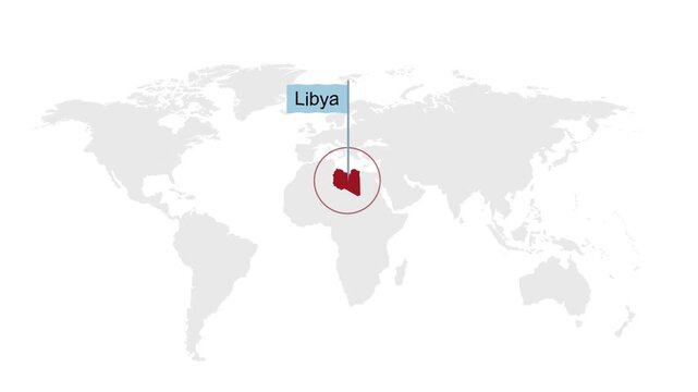 Libya Location Pin on World Map for Travel Concept