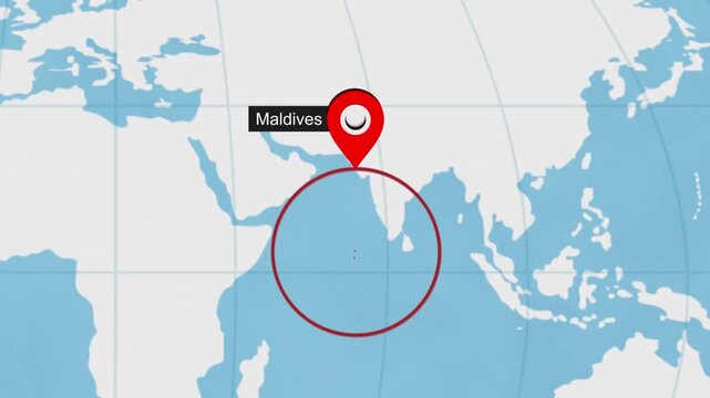 Maldives City Location on World Map Animation Concept