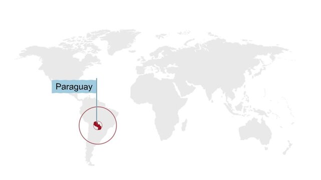 Paraguay Location Pin on World Map for Travel Concept