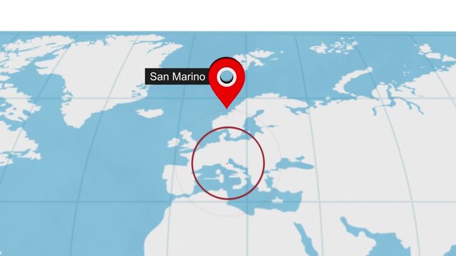 San City Location on World Map Animation Concept