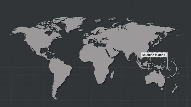 Solomon Map Highlight Zoom Animation Geography Concept