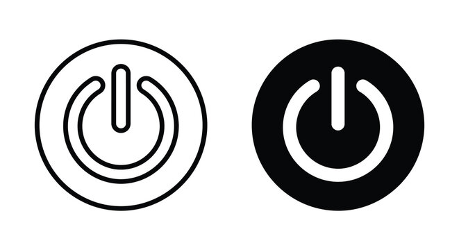 power button icons in outline and filled styles silhouette