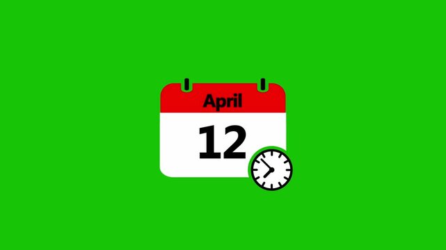 April calender icon animation on a green background.