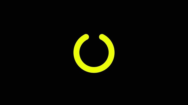 Power reset button sign animation glowing power button icon animated on a white background.4k video animation.